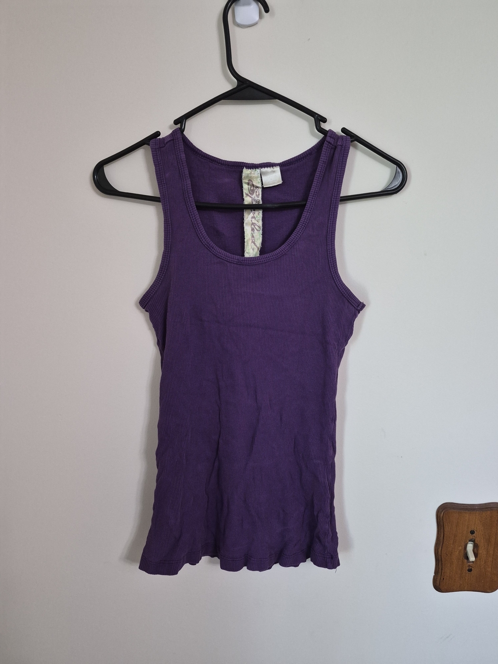 Speckled Purple Ribbed Tank Top - Women's Basic Sleeveless Tee Size Medium